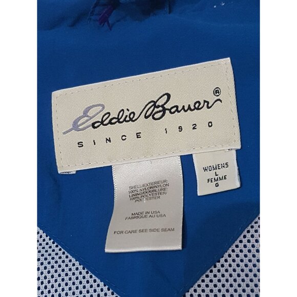Eddie Bauer Womens Softshell Vented Jacket L Blue Light Weight Pockets Nylon USA - Picture 8 of 10